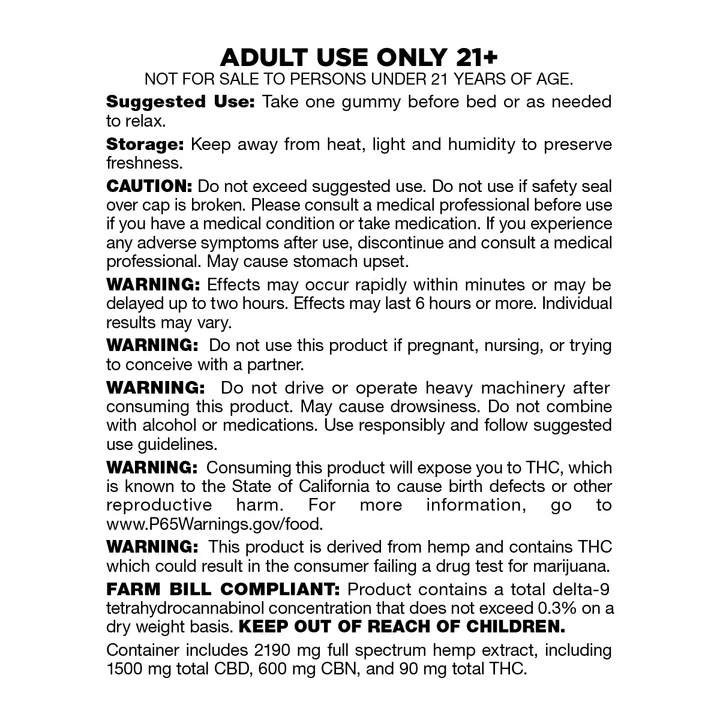 Delta 9 THC Lights Out Sleep Gummies